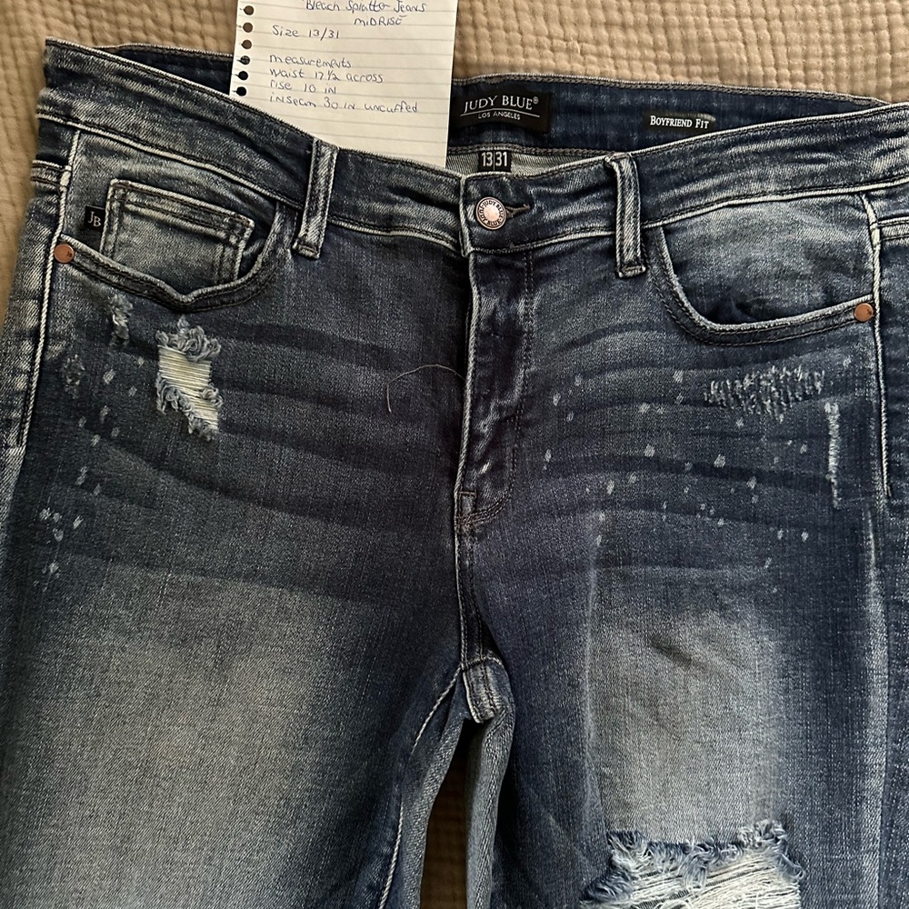 Judy Blue Jeans, Boyfriend Fit, midrise, bleach splash